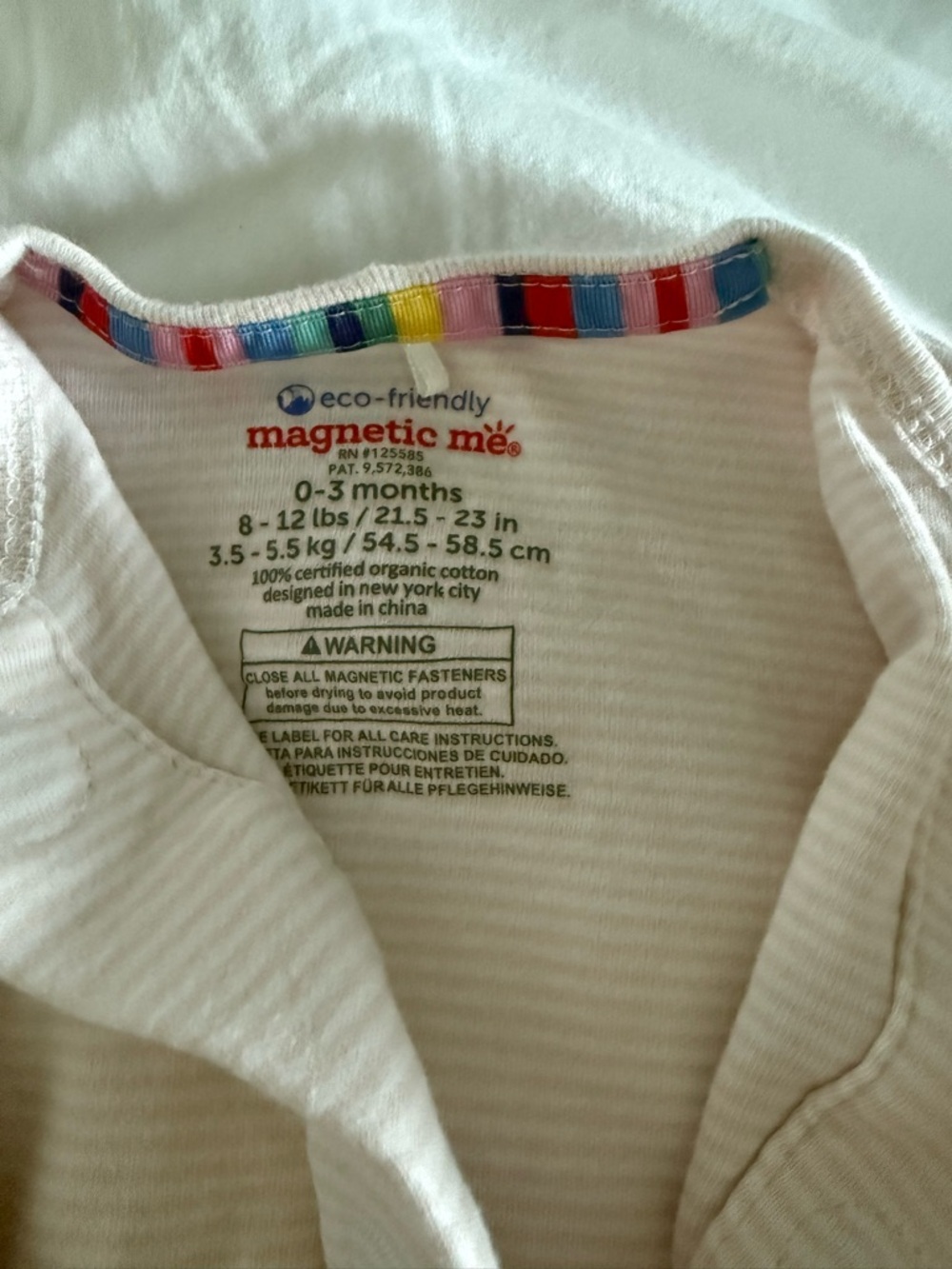 magnetic me Organic Cotton Baby Bodysuit - Cream and pink